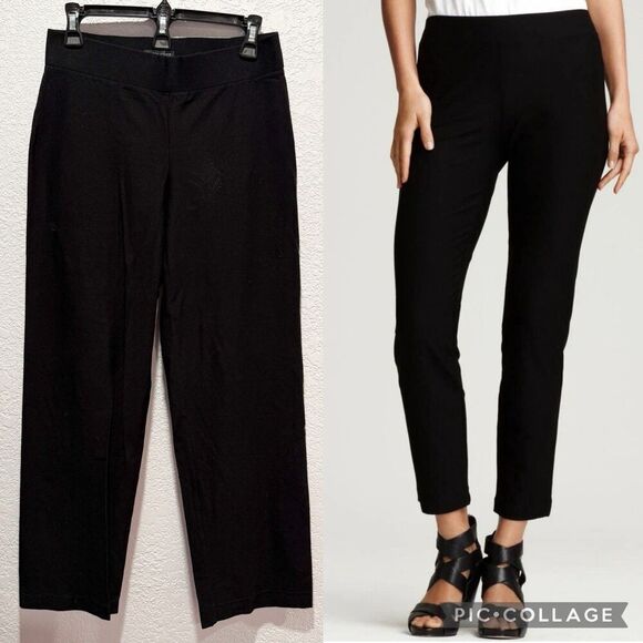 Eileen Fisher Stretch Crepe Slim Ankle Pants Women’s XS Black Pull On Stretch - Picture 1 of 8